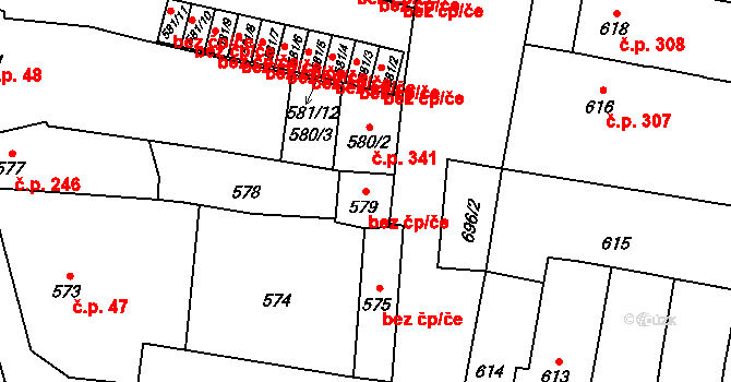 Majetín 47342587 na parcele st. 579 v KÚ Majetín, Katastrální mapa