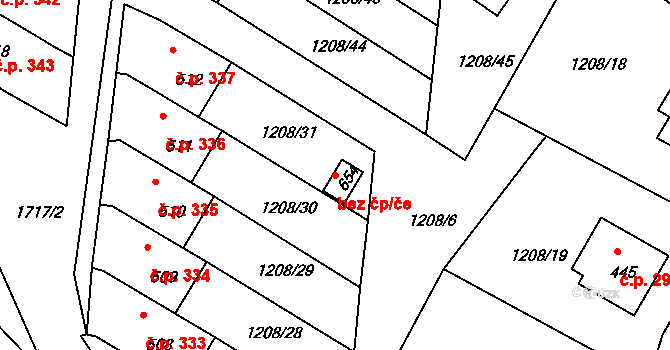 Vyšší Brod 47834587 na parcele st. 654 v KÚ Vyšší Brod, Katastrální mapa