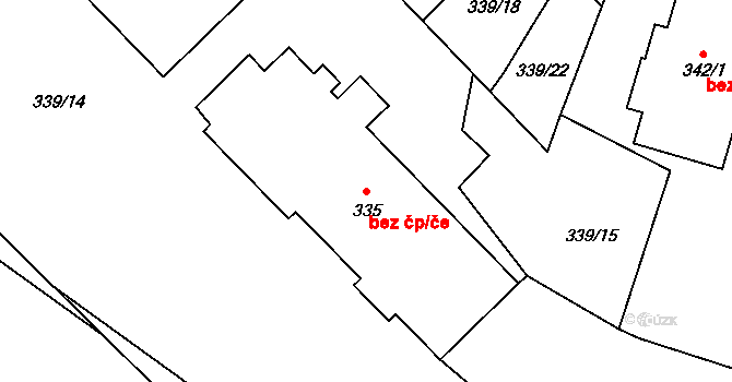 Bučovice 50095587 na parcele st. 335 v KÚ Bučovice, Katastrální mapa