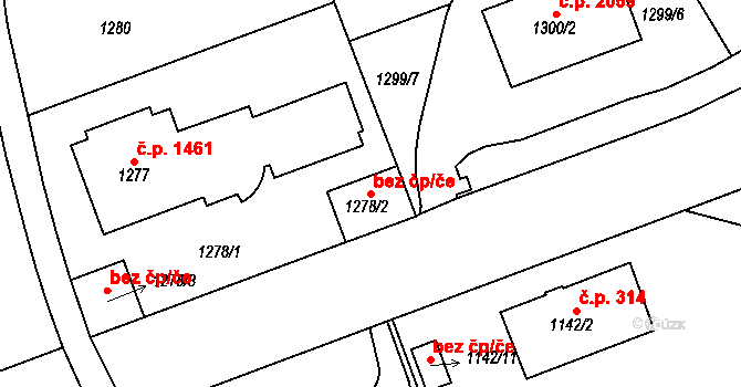 Praha 50460587 na parcele st. 1278/2 v KÚ Dejvice, Katastrální mapa