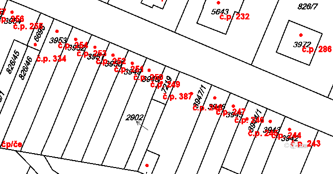 Václavské Předměstí 387, Písek na parcele st. 7219 v KÚ Písek, Katastrální mapa