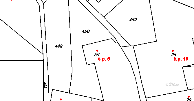 Popovec 6, Řepníky na parcele st. 59 v KÚ Popovec u Řepníků, Katastrální mapa