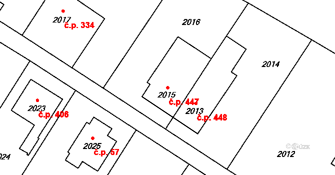 Rapotín 447 na parcele st. 2015 v KÚ Rapotín, Katastrální mapa