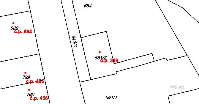 Vodňany II 319, Vodňany na parcele st. 561/2 v KÚ Vodňany, Katastrální mapa