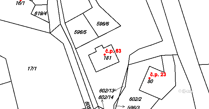 Mrzkovice 63, Světlá nad Sázavou na parcele st. 181 v KÚ Mrzkovice, Katastrální mapa