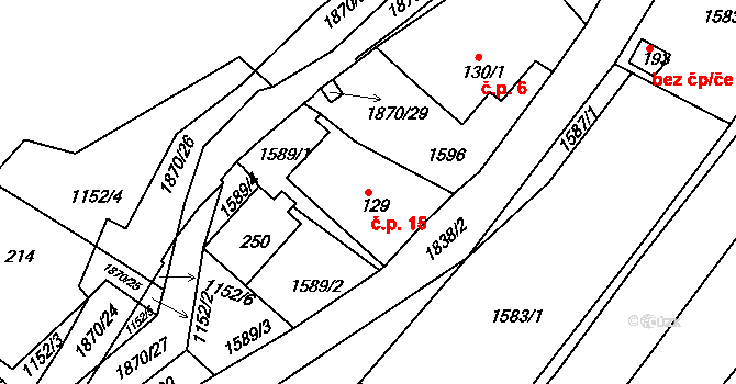 Hluky 15, Kounov na parcele st. 129 v KÚ Kounov u Dobrušky, Katastrální mapa