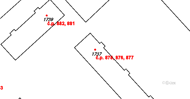 Týniště nad Orlicí 876,877,878 na parcele st. 1737 v KÚ Týniště nad Orlicí, Katastrální mapa