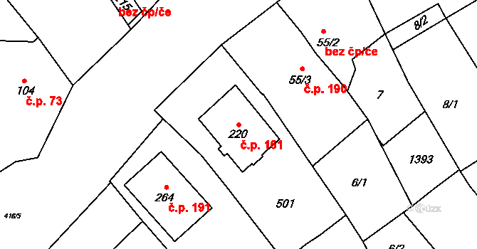 Čelčice 161 na parcele st. 220 v KÚ Čelčice, Katastrální mapa