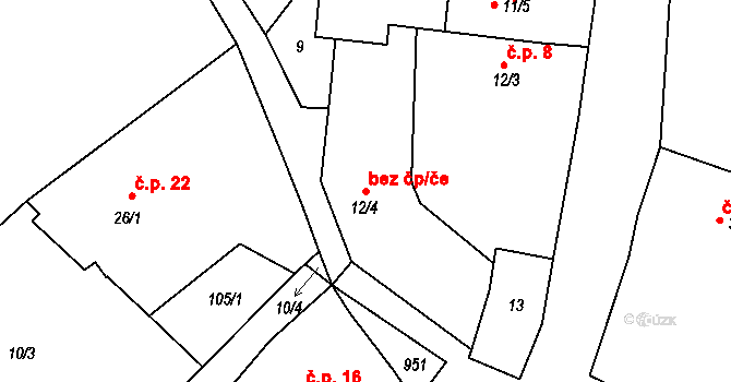 Vyskytná nad Jihlavou 105971588 na parcele st. 12/4 v KÚ Rounek, Katastrální mapa