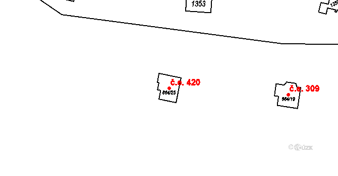 Oslnovice 420 na parcele st. 864/25 v KÚ Oslnovice, Katastrální mapa