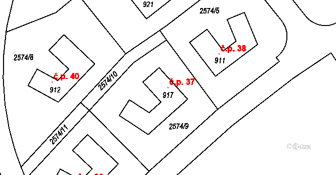 Zliv 37, Kácov na parcele st. 917 v KÚ Kácov, Katastrální mapa