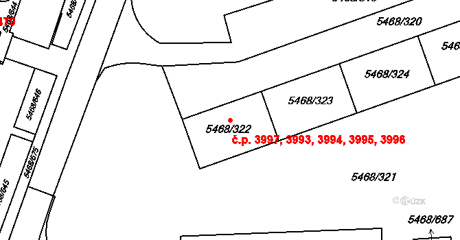 Jihlava 3993,3994,3995,3996, na parcele st. 5468/322 v KÚ Jihlava, Katastrální mapa