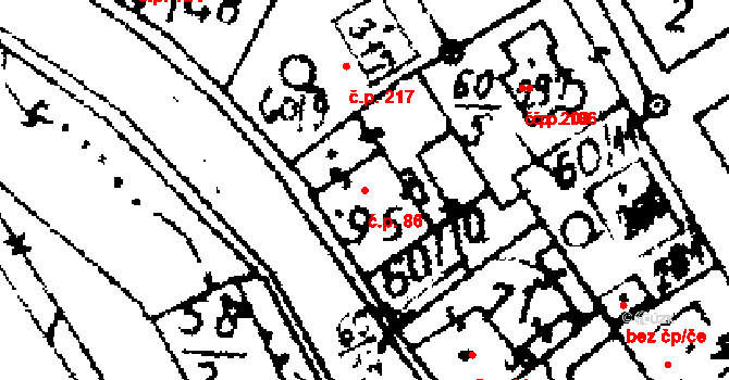 Knovíz 86 na parcele st. 95/1 v KÚ Knovíz, Katastrální mapa