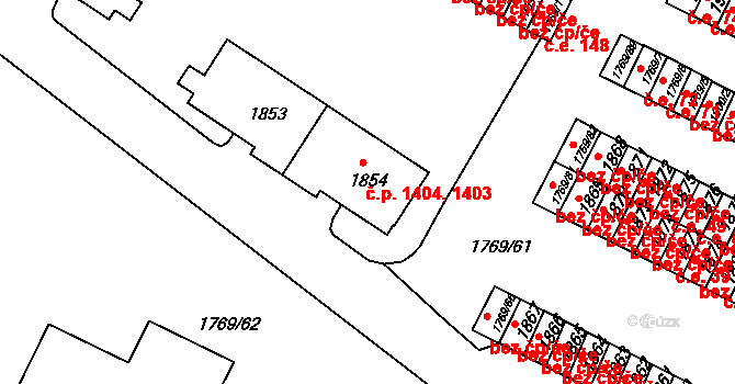 Tachov 1403,1404 na parcele st. 1854 v KÚ Tachov, Katastrální mapa