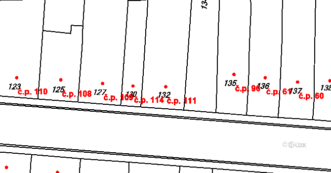 Daskabát 111 na parcele st. 132 v KÚ Daskabát, Katastrální mapa