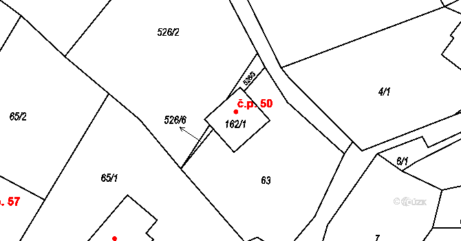 Drnovec 50, Cvikov na parcele st. 162/1 v KÚ Drnovec, Katastrální mapa