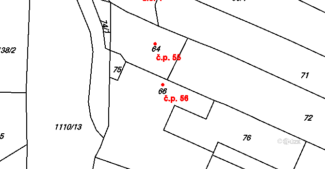 Sukorady 56, Snědovice na parcele st. 66 v KÚ Sukorady, Katastrální mapa