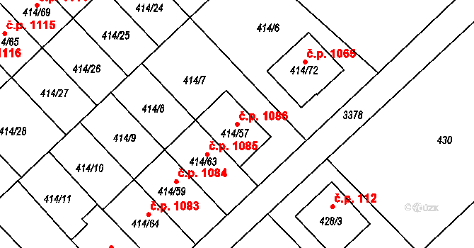 Poruba 1086, Orlová na parcele st. 414/57 v KÚ Poruba u Orlové, Katastrální mapa