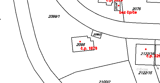 Ústí nad Labem-centrum 1878, Ústí nad Labem na parcele st. 2098 v KÚ Ústí nad Labem, Katastrální mapa