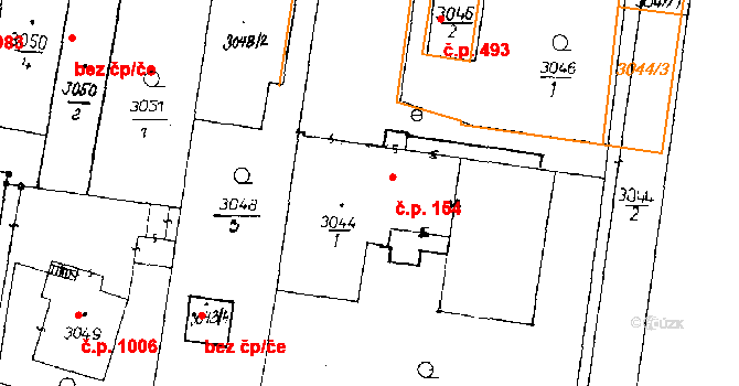Poděbrady III 154, Poděbrady na parcele st. 3044/1 v KÚ Poděbrady, Katastrální mapa
