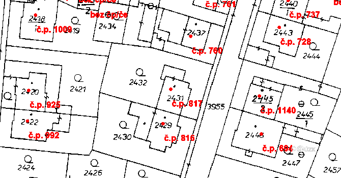 Poděbrady III 817, Poděbrady na parcele st. 2431 v KÚ Poděbrady, Katastrální mapa