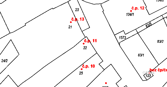 Jinošov 11 na parcele st. 22 v KÚ Jinošov, Katastrální mapa