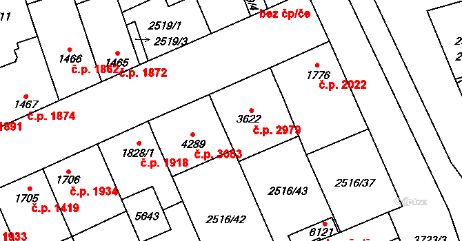Břeclav 2979 na parcele st. 3622 v KÚ Břeclav, Katastrální mapa