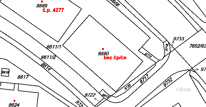 Židenice 4278, Brno na parcele st. 8890 v KÚ Židenice, Katastrální mapa