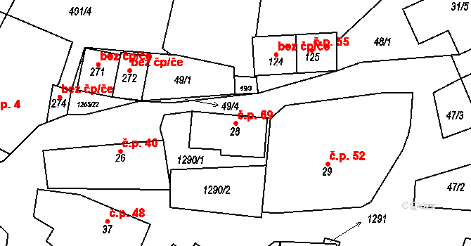 Černovice 69 na parcele st. 28 v KÚ Černovice u Kunštátu, Katastrální mapa