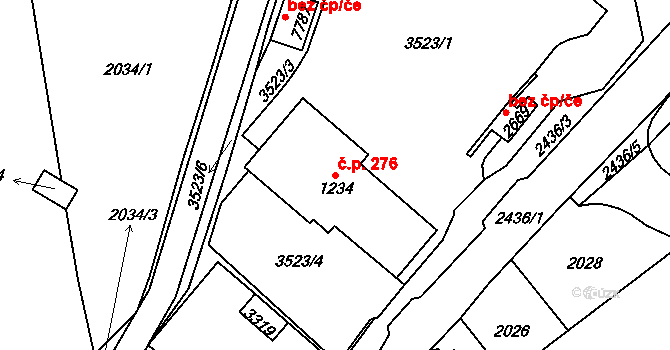 Cheb 276 na parcele st. 1234 v KÚ Cheb, Katastrální mapa