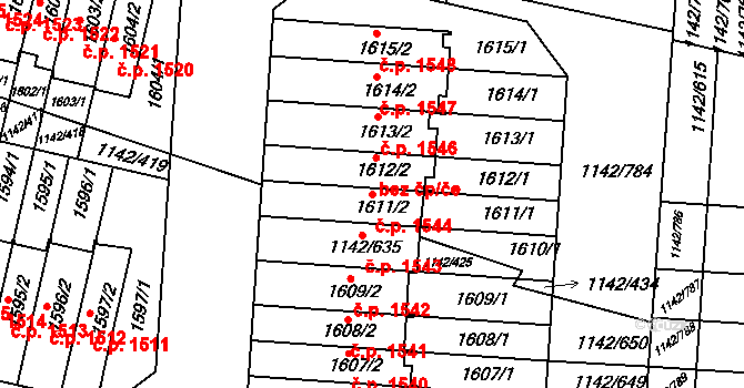 Řepy 1544, Praha na parcele st. 1611/2 v KÚ Řepy, Katastrální mapa