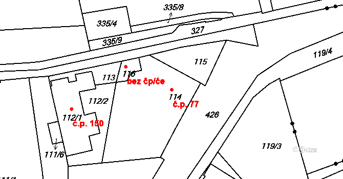 Liberec IX-Janův Důl 77, Liberec na parcele st. 114 v KÚ Janův Důl u Liberce, Katastrální mapa