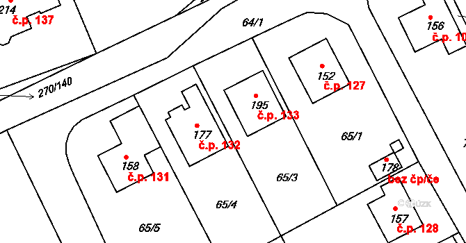Džbánov 133 na parcele st. 195 v KÚ Džbánov u Vysokého Mýta, Katastrální mapa