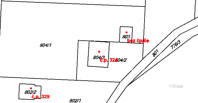 Dolní Líštná 324, Třinec na parcele st. 804/3 v KÚ Dolní Líštná, Katastrální mapa