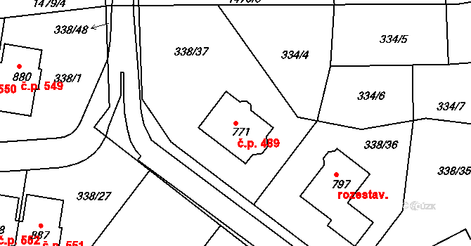 Kudlov 489, Zlín na parcele st. 771 v KÚ Kudlov, Katastrální mapa