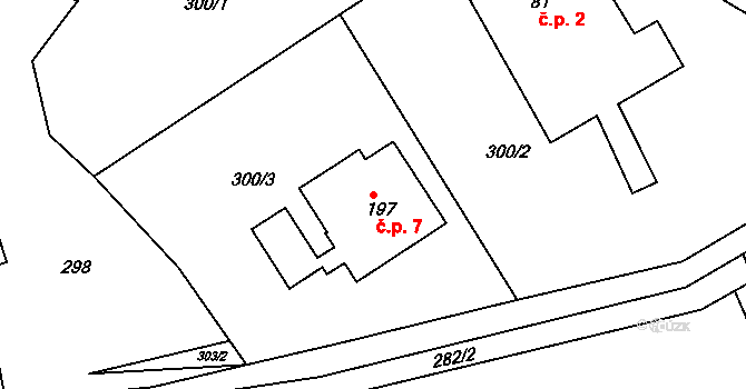 Kaliště 7, Orlické Podhůří na parcele st. 197 v KÚ Rviště, Katastrální mapa