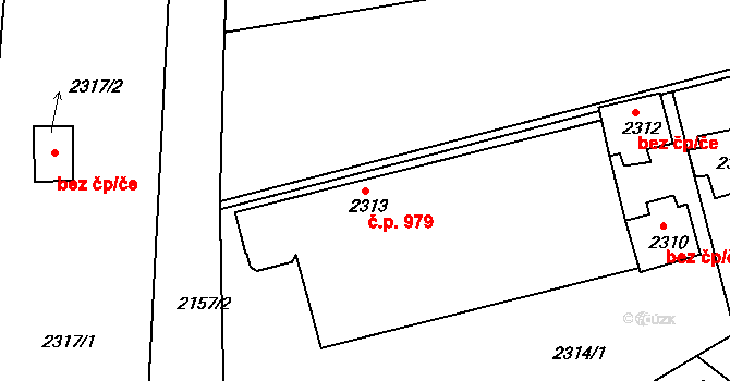 Štramberk 979 na parcele st. 2313 v KÚ Štramberk, Katastrální mapa