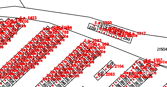 Sezimovo Ústí 2033 na parcele st. 2141 v KÚ Sezimovo Ústí, Katastrální mapa