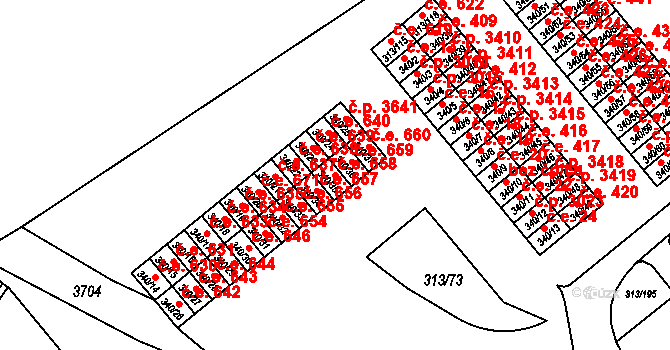 Vyškov-Předměstí 658, Vyškov na parcele st. 340/35 v KÚ Vyškov, Katastrální mapa