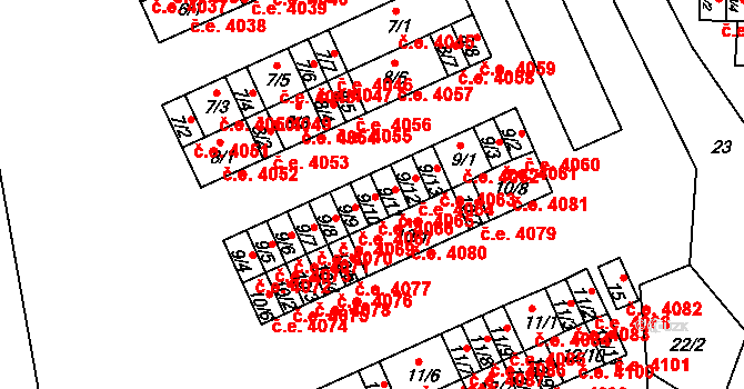 Kadaň 4066 na parcele st. 9/10 v KÚ Bystřice u Kadaně, Katastrální mapa