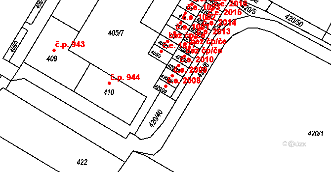 Jirkov 2008 na parcele st. 420/39 v KÚ Jirkov, Katastrální mapa