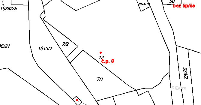 Oslava 8, Dolní Heřmanice na parcele st. 12 v KÚ Oslava, Katastrální mapa