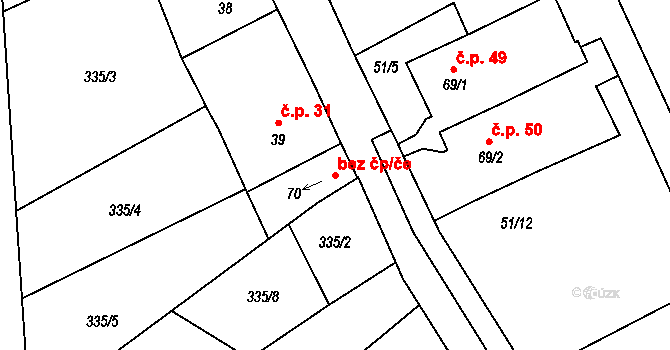 Slatiňany 38035588 na parcele st. 70 v KÚ Kunčí, Katastrální mapa