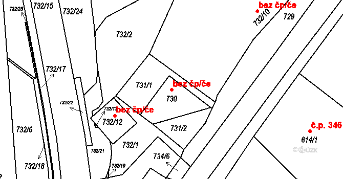 Lednice 40777588 na parcele st. 730 v KÚ Lednice na Moravě, Katastrální mapa