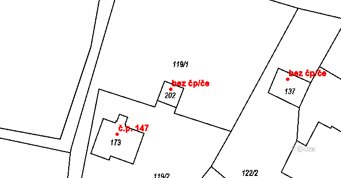 Přeštice 41755588 na parcele st. 202 v KÚ Skočice u Přeštic, Katastrální mapa