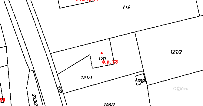 Kajlovec 73, Hradec nad Moravicí na parcele st. 120 v KÚ Kajlovec, Katastrální mapa