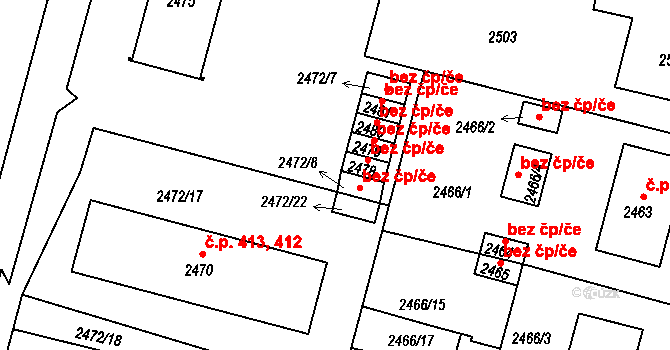 Veselí nad Lužnicí 43647588 na parcele st. 2472/8 v KÚ Veselí nad Lužnicí, Katastrální mapa