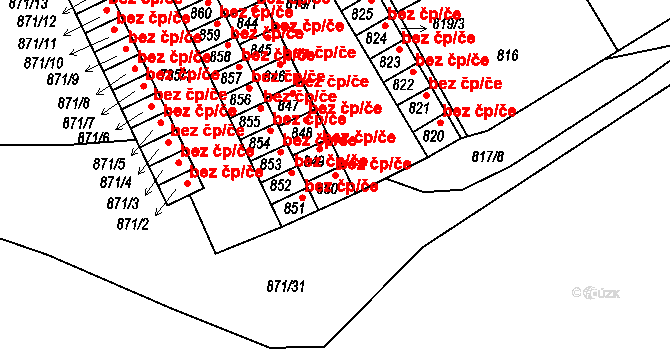 Třešť 44509588 na parcele st. 850 v KÚ Třešť, Katastrální mapa