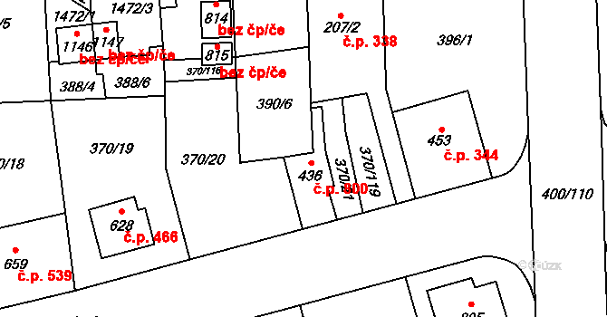 Prštné 800, Zlín na parcele st. 436 v KÚ Prštné, Katastrální mapa