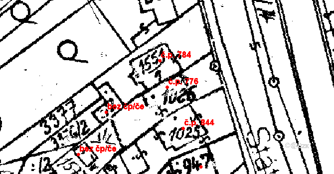 Květná 776, Strání na parcele st. 1026 v KÚ Strání, Katastrální mapa